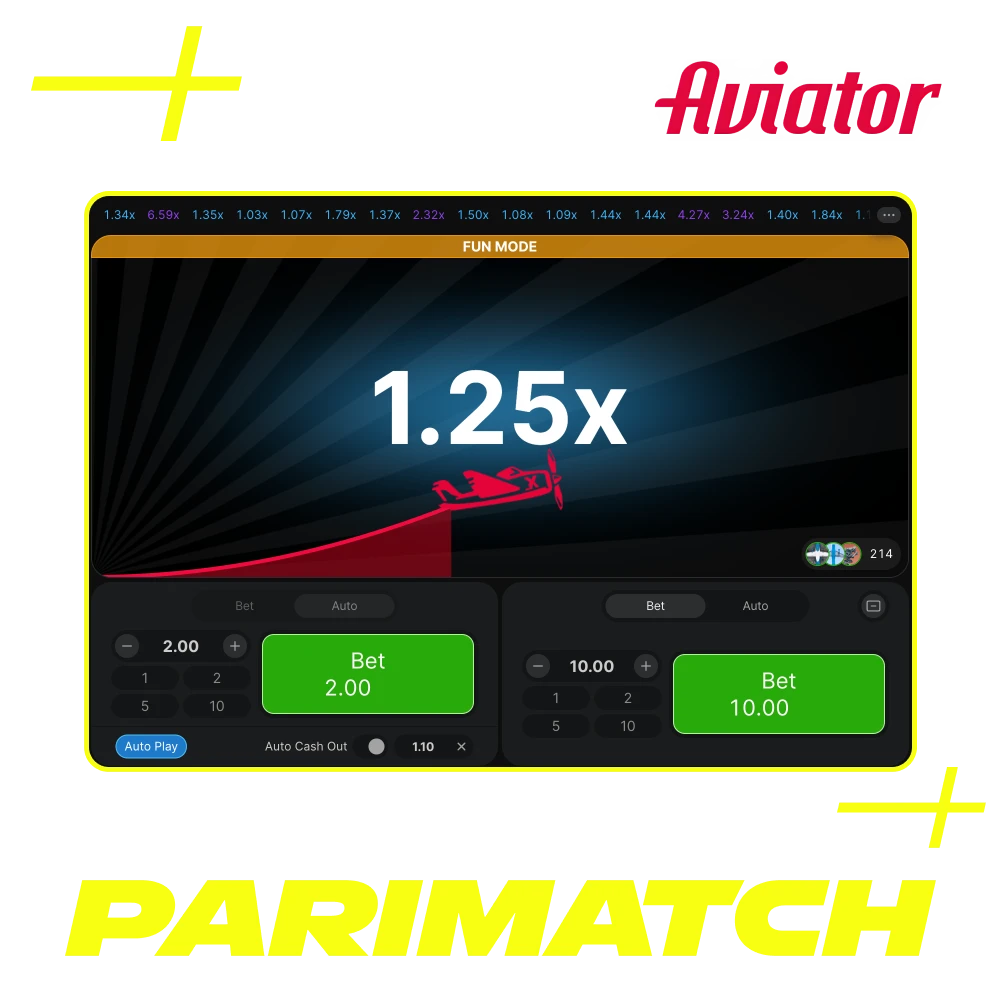 Find the Aviator game in the Parimatch online casino.