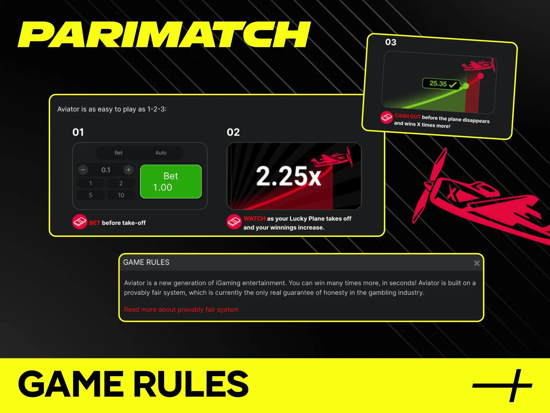Before playing Aviator, read the rules at Parimatch online casino.