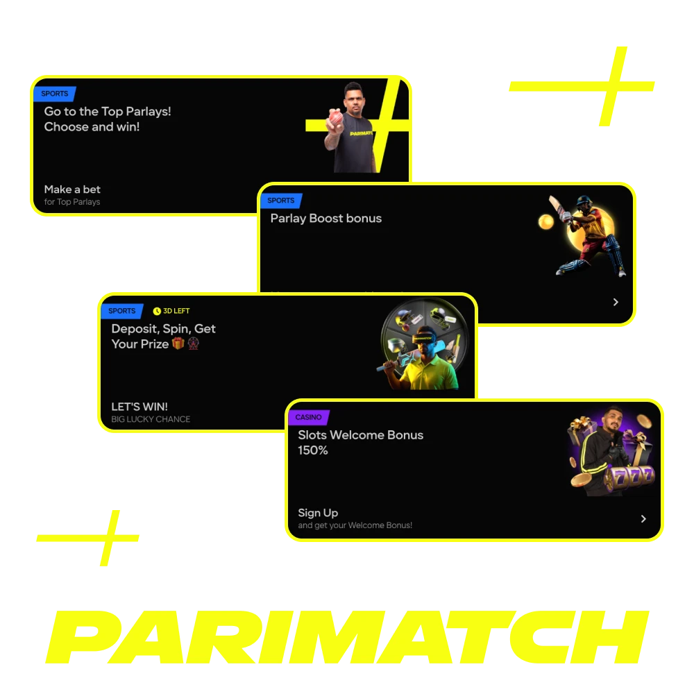 Find out about current bonuses at Parimatch online casino.