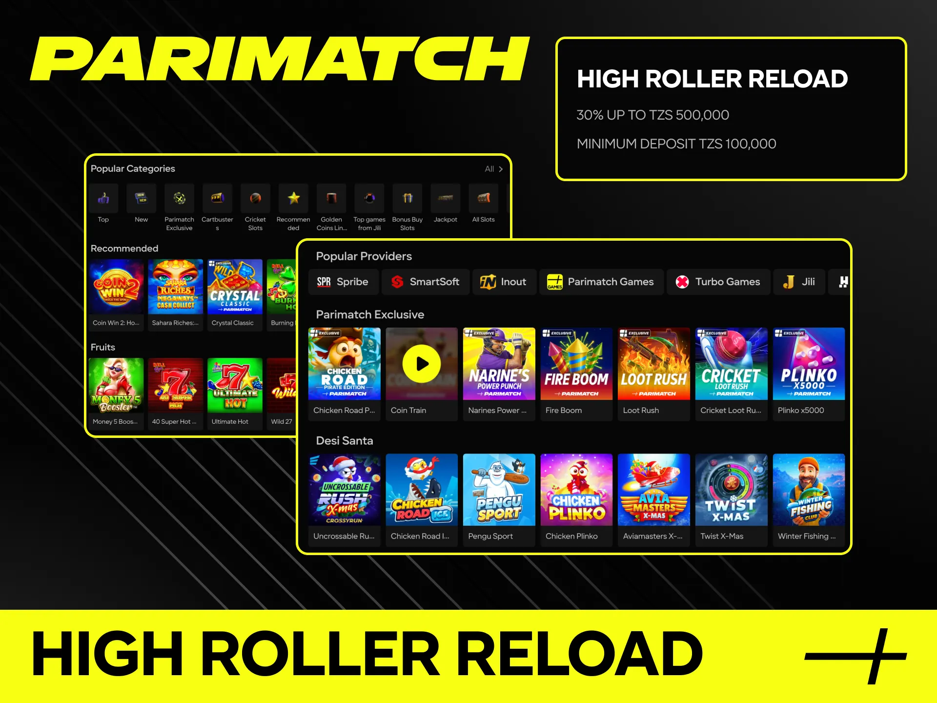 Learn about the benefits of the High Roller Reload bonus at Parimatch online casino.