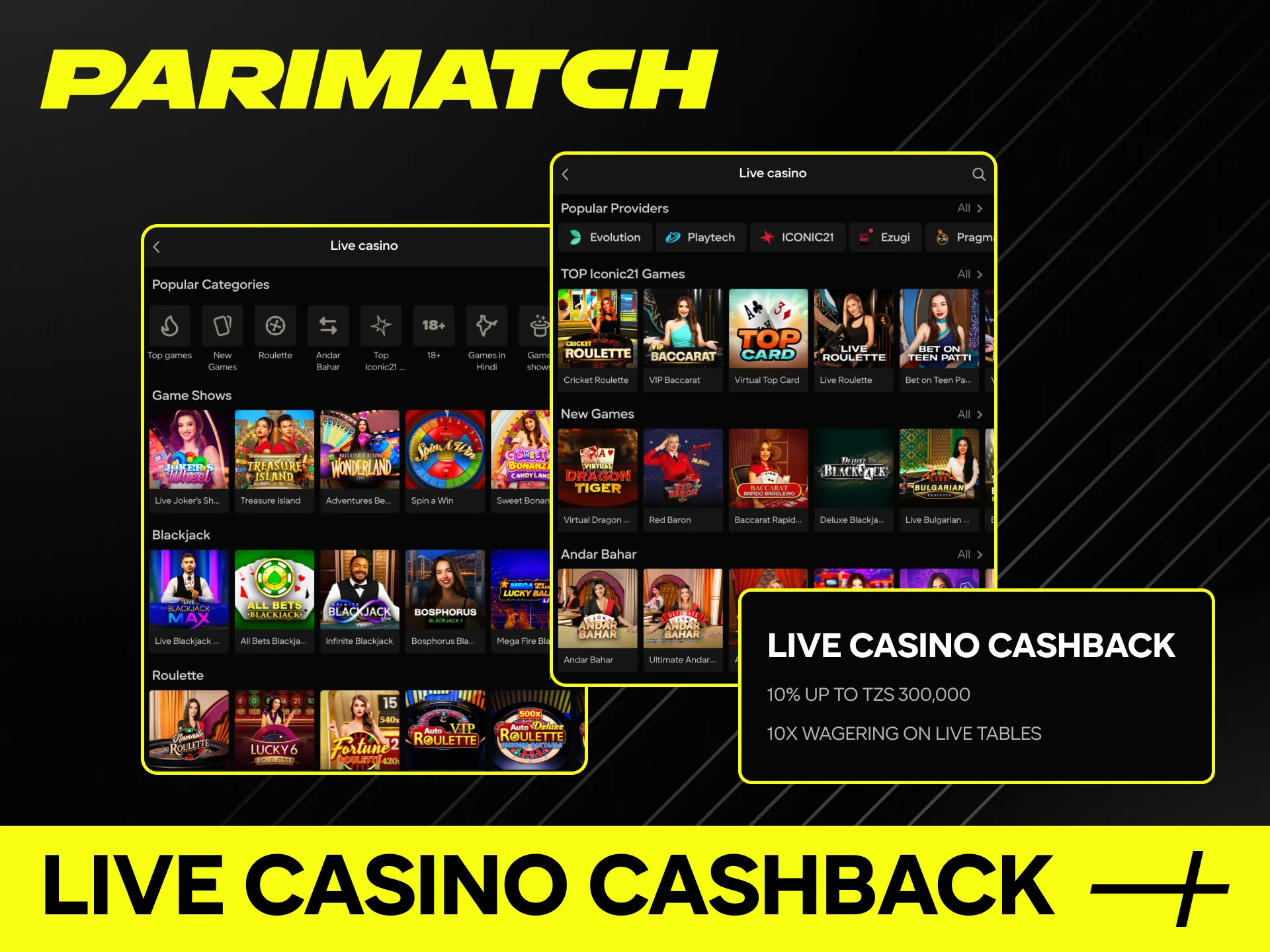 How can I get Live Casino Cashback at Parimatch online casino.