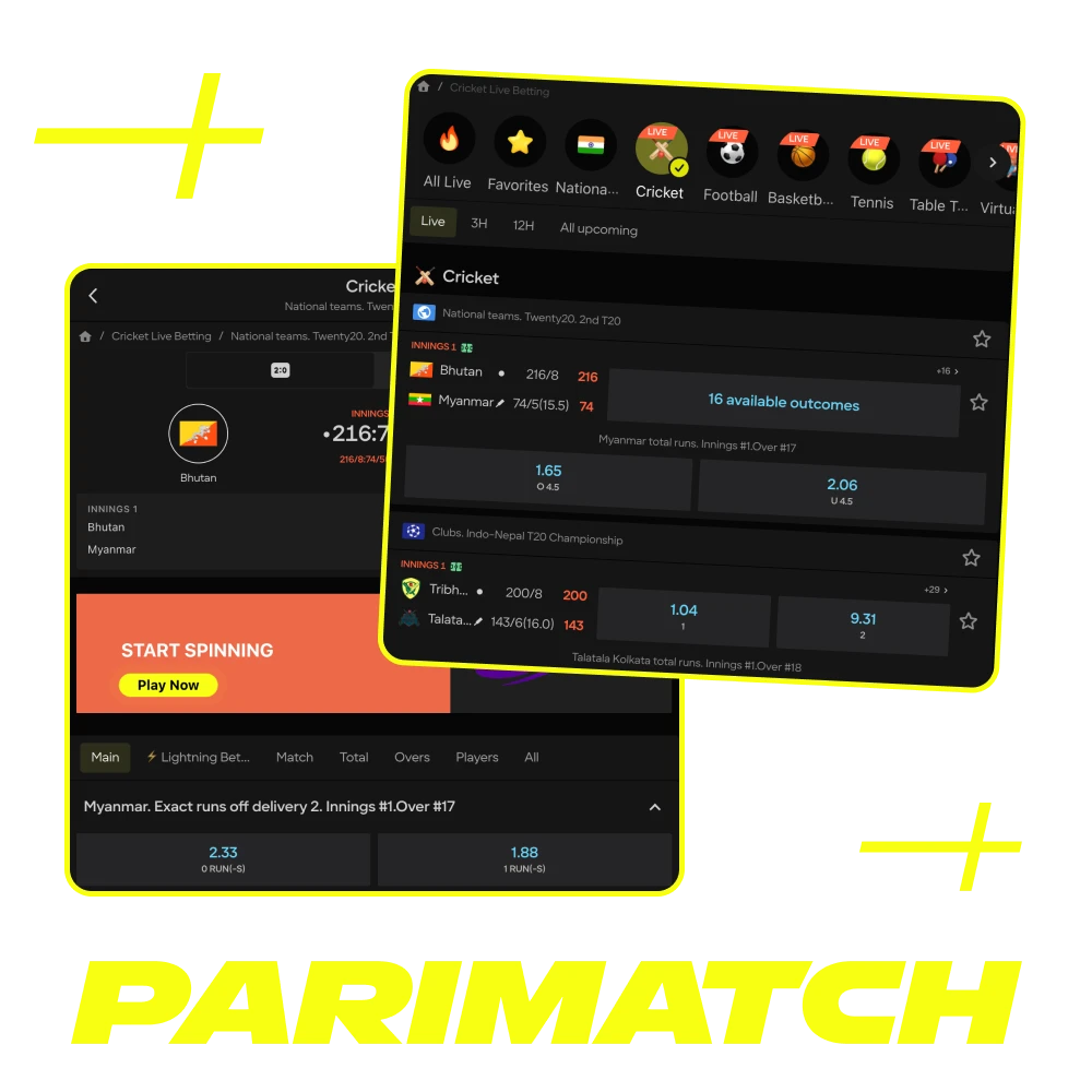 Parimatch cricket betting in Tanzania mobile & desktop, live odds, T20 and Test markets, 100% bonus up to TZS 1,000,000.