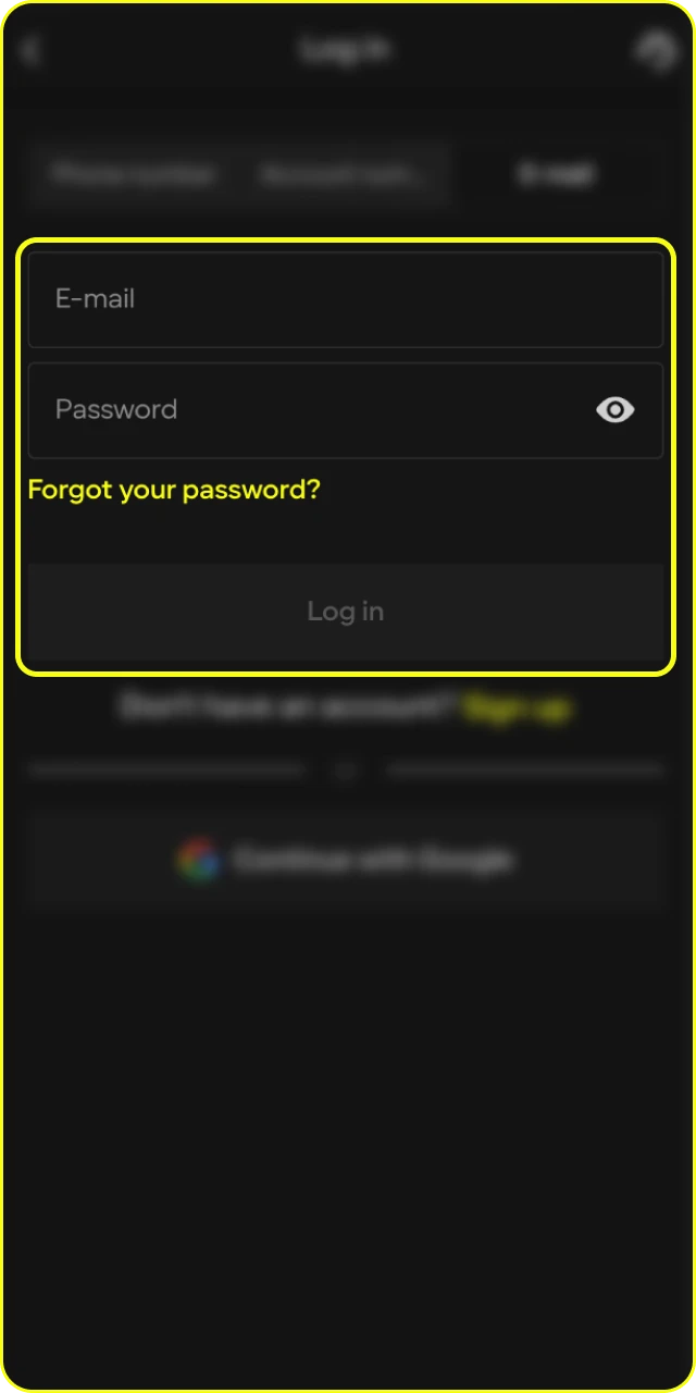 Log in to Parimatch Casino using any convenient method.