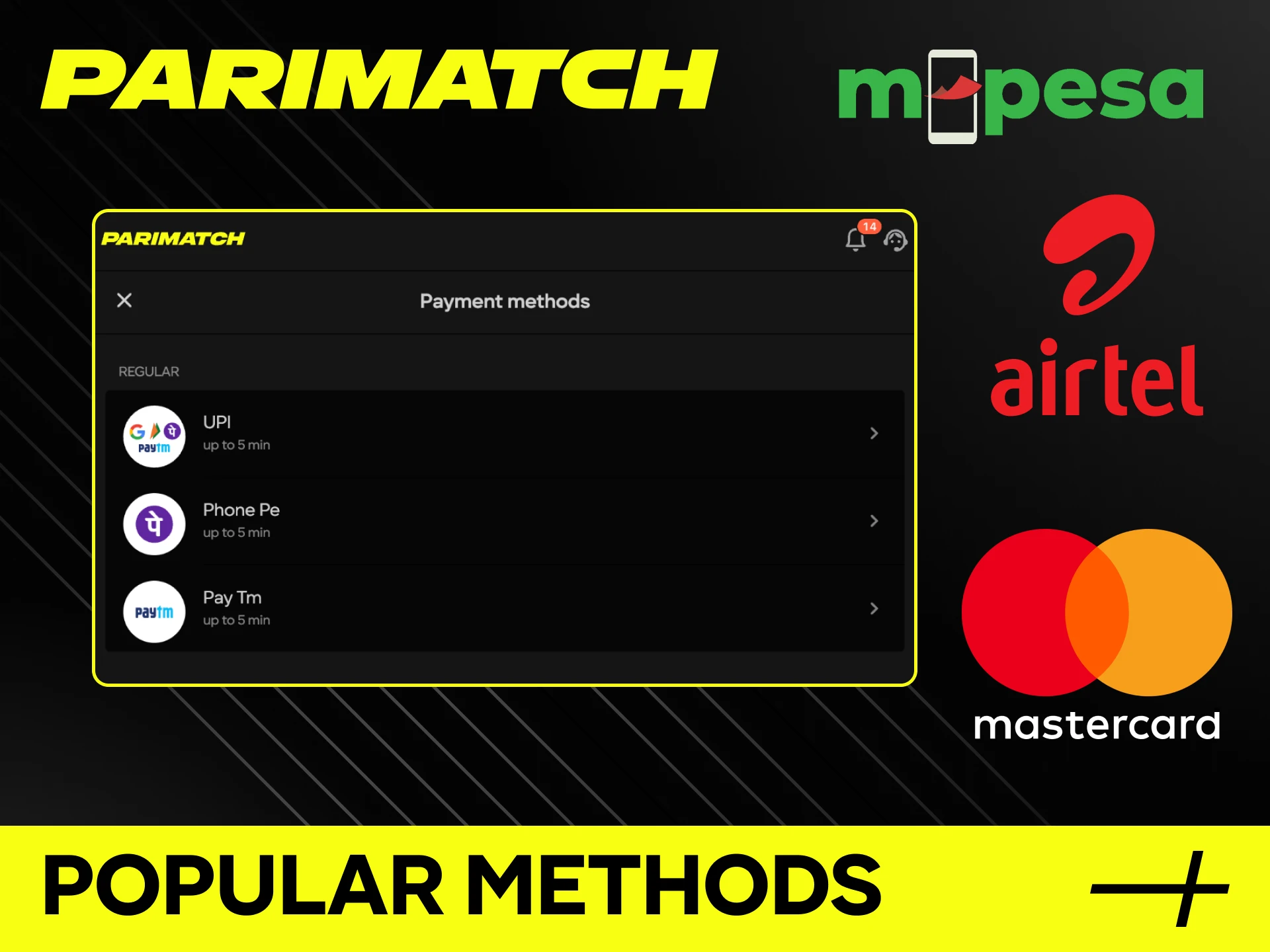 What deposit methods are available at Parimatch online casino.