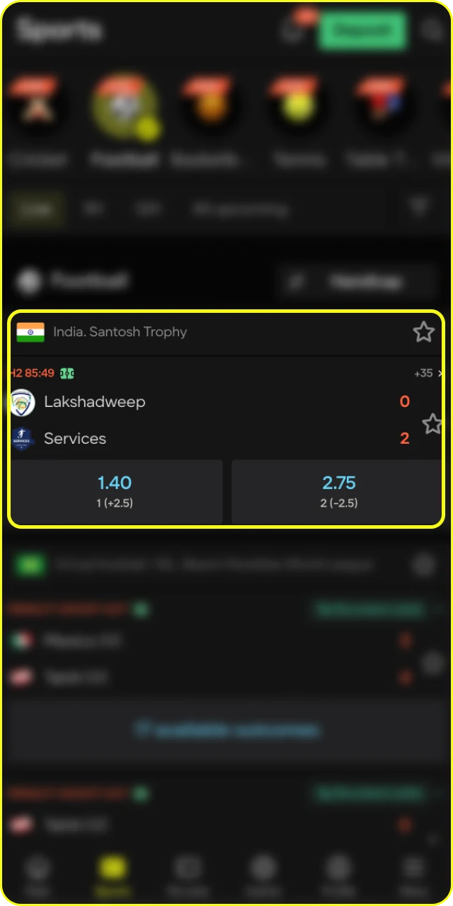 Find matches with the national team at Parimatch online casino.