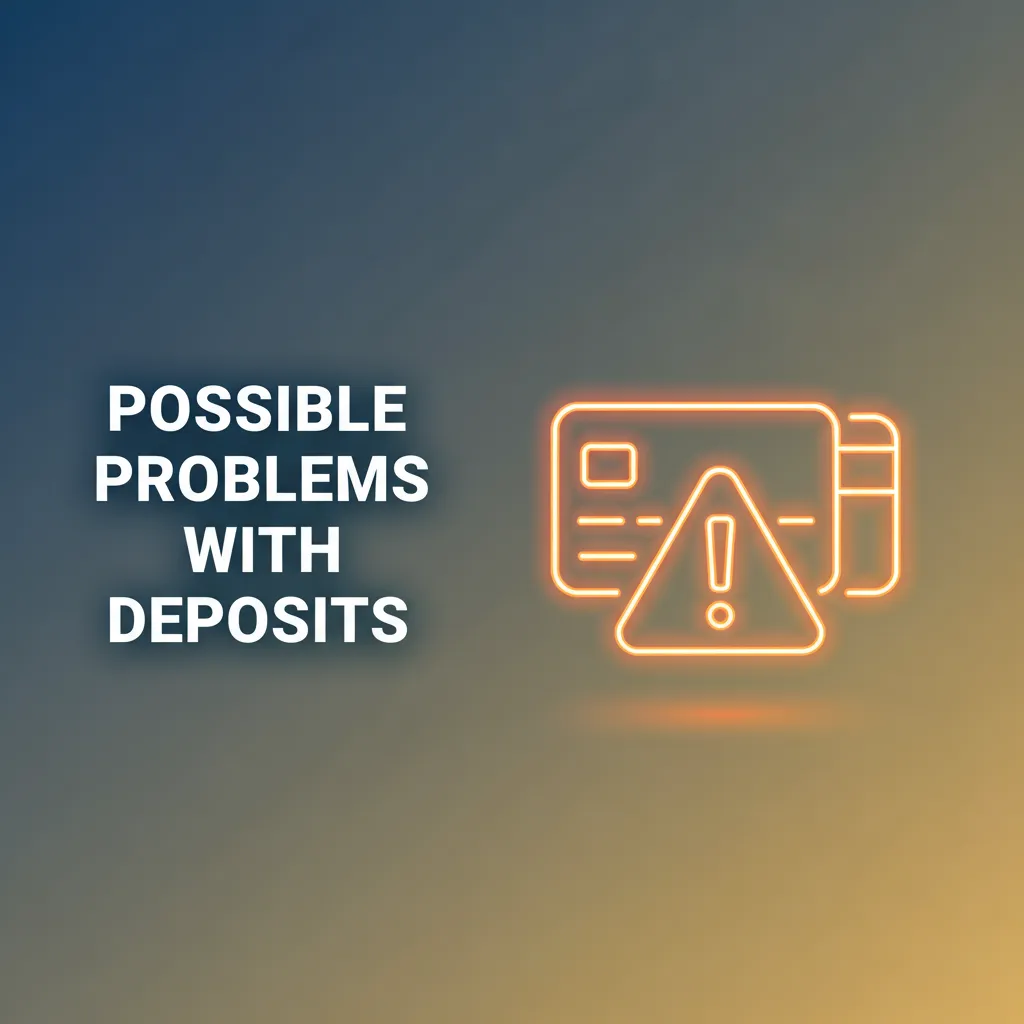 Graphic listing deposit issues: name mismatch, low balance/fees, limits, pending KYC, OTP/network delays with fixes.