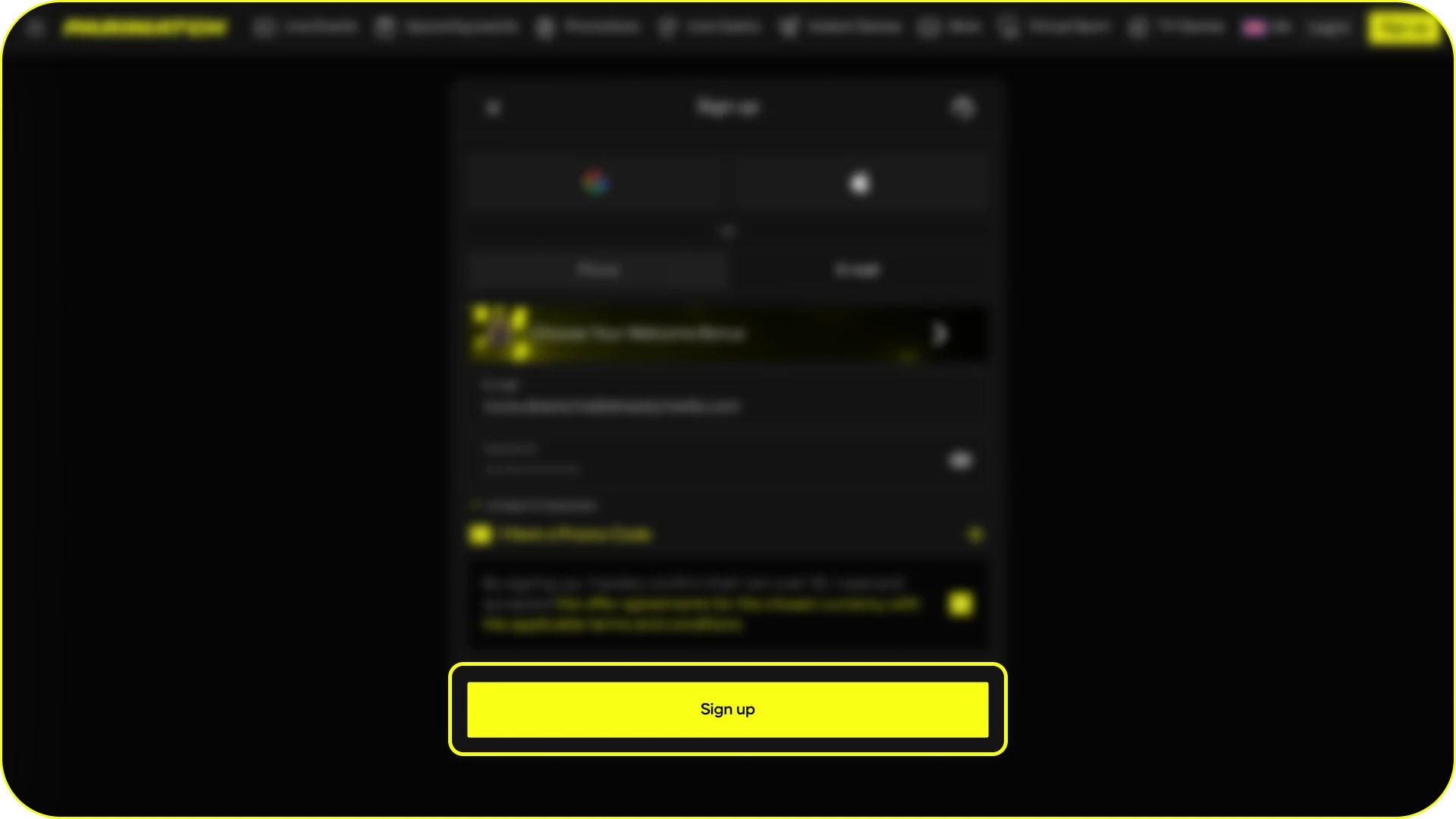 Complete your registration at Parimatch online casino and start playing.