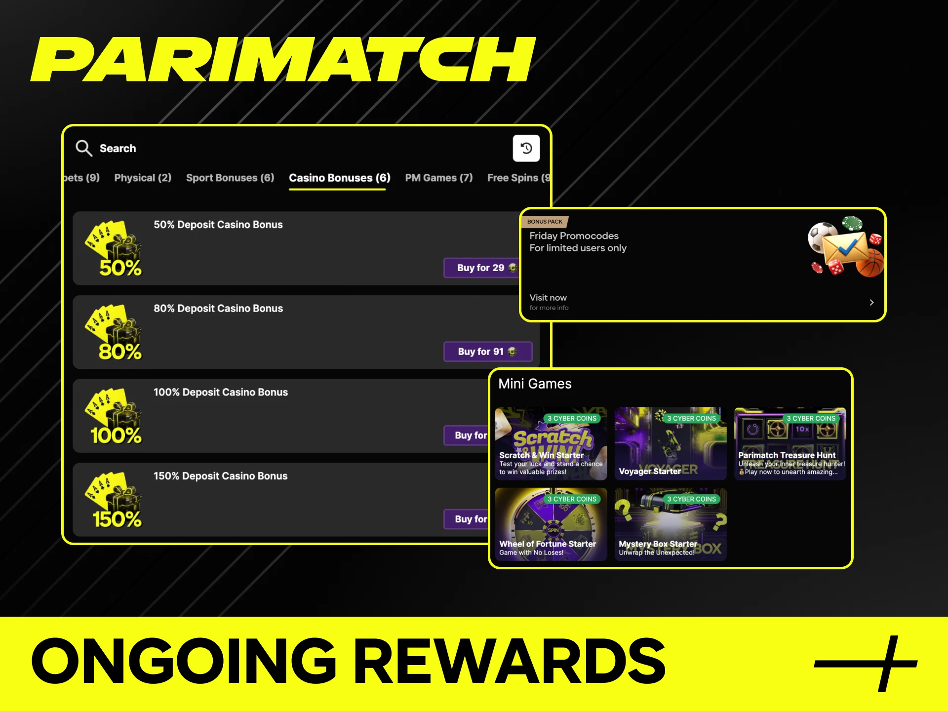 Parimatch online casino offers various bonuses for its players.