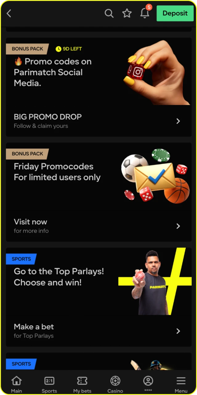 Don't forget to use bonuses to increase your winnings in slot games at Parimatch online casino.