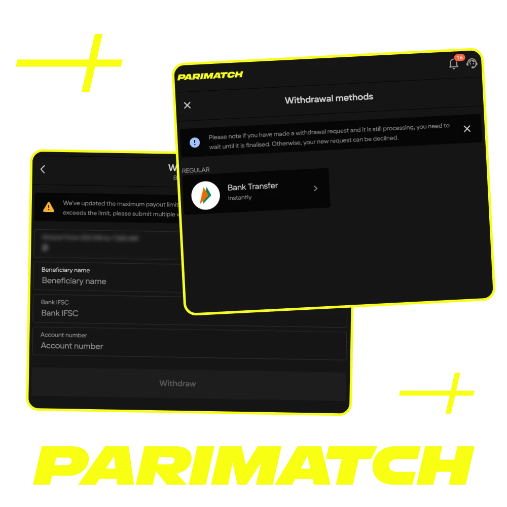 Withdraw your winnings quickly and safely at Parimatch online casino.