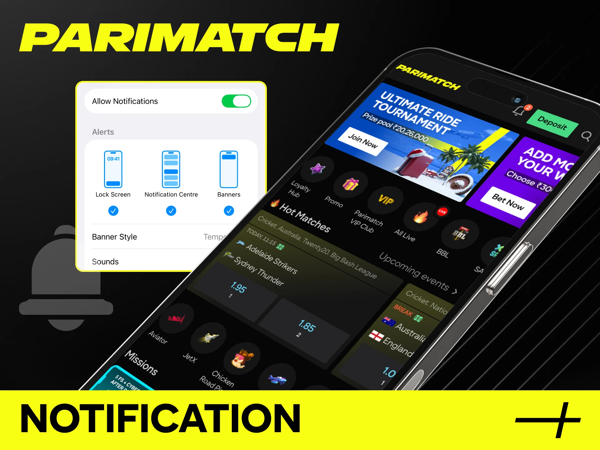 Enable notification features to stay updated while using the Parimatch App login.