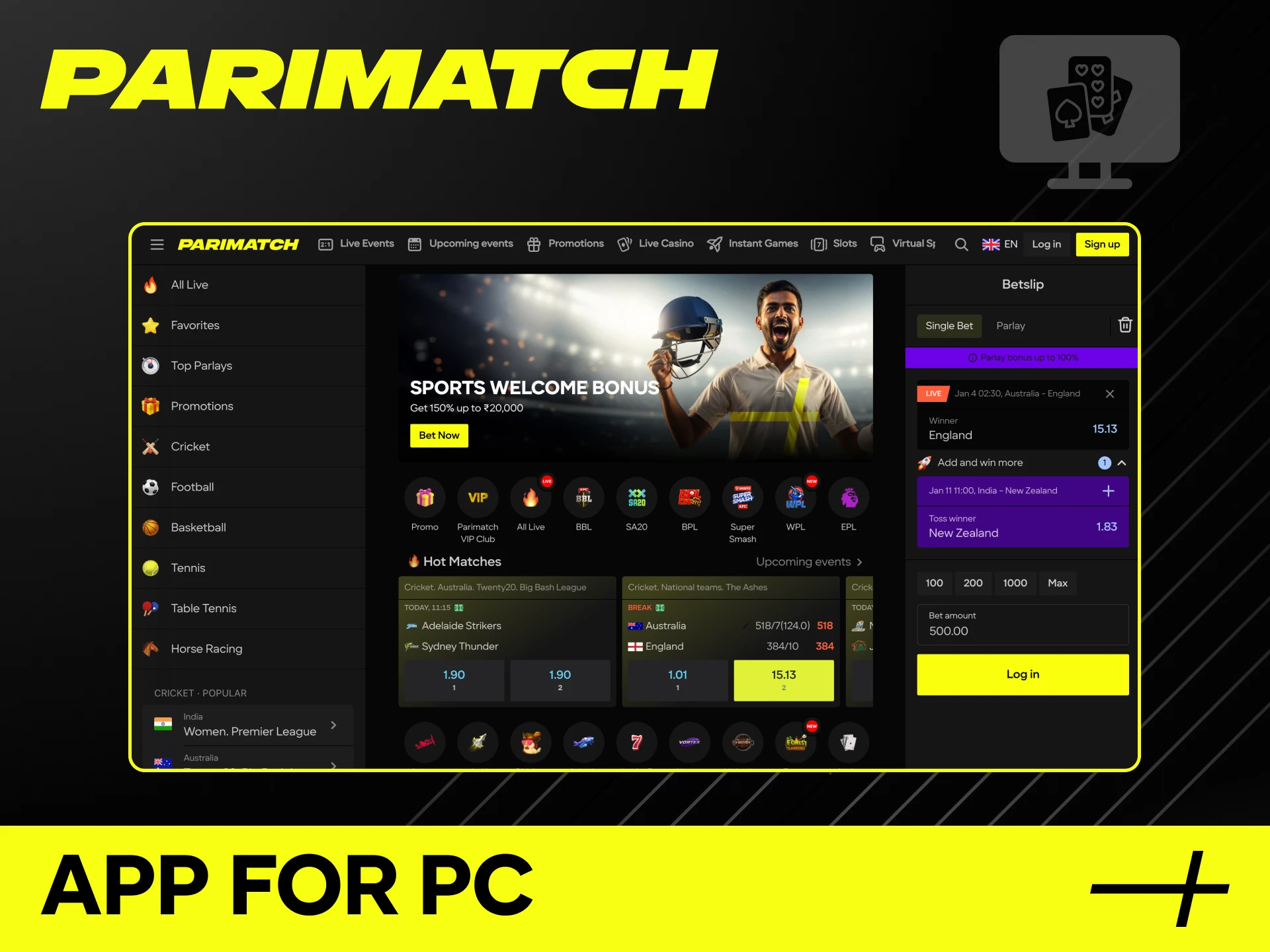 Install the Parimatch App on your iOS smartphone to enjoy mobile gaming.