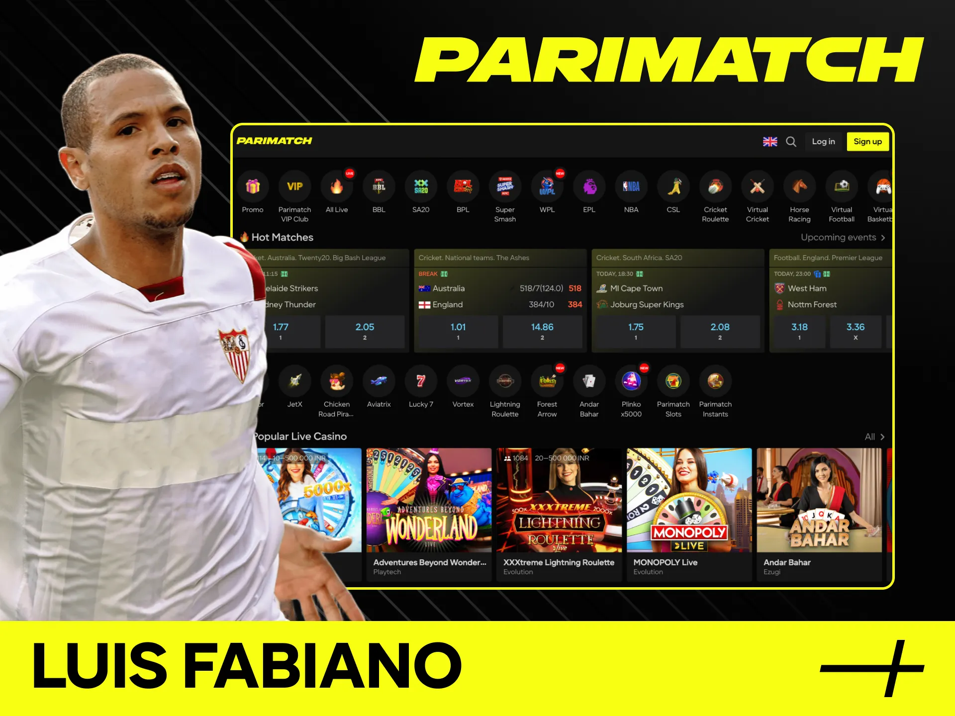Get inspired by football legend Luis Fabiano while betting at Parimatch.