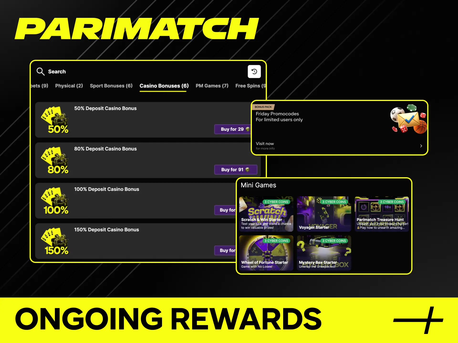 Parimatch online casino offers various bonuses for its players.